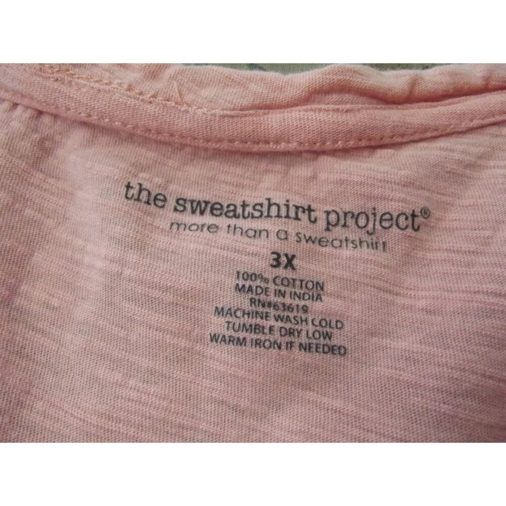 The Sweatshirt Project T-shirt Womens 3X Coral Peach Tie Front short sleeve v-ne - Picture 3 of 7